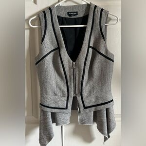 Vintage Bebe Gray and Black tweed Peplum Vest 4